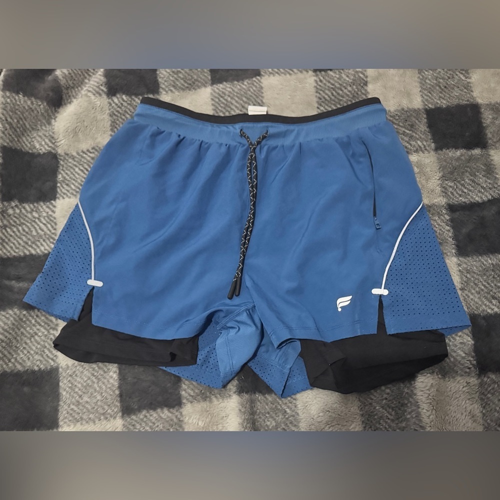 Fabletics Women’s Blue Running Shorts with Black Liner-Small